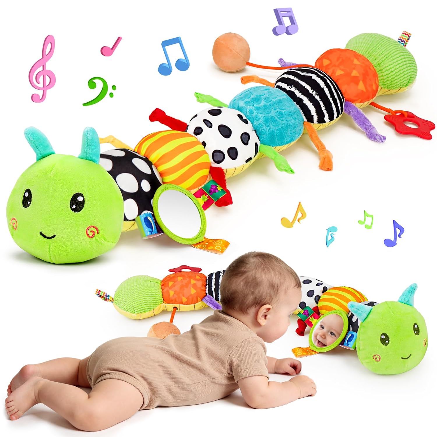Baby Toys 0-6 Months Musical Stuffed Caterpillar Newborn Tummy Time Toys