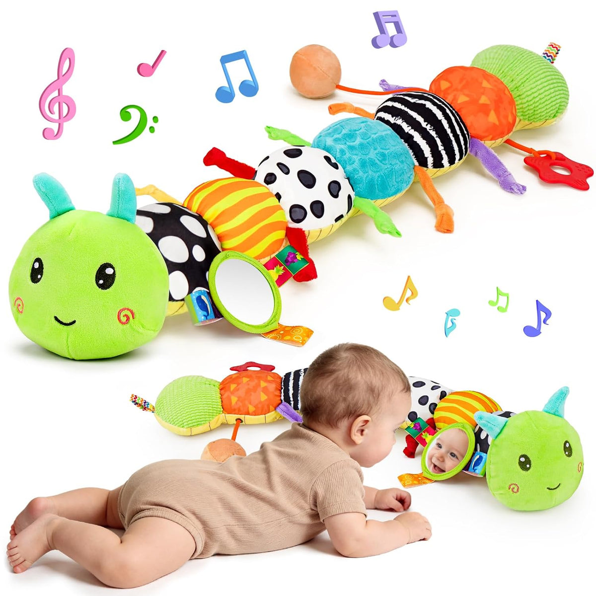 Baby Toys 0-6 Months Musical Stuffed Caterpillar Newborn Tummy Time Toys