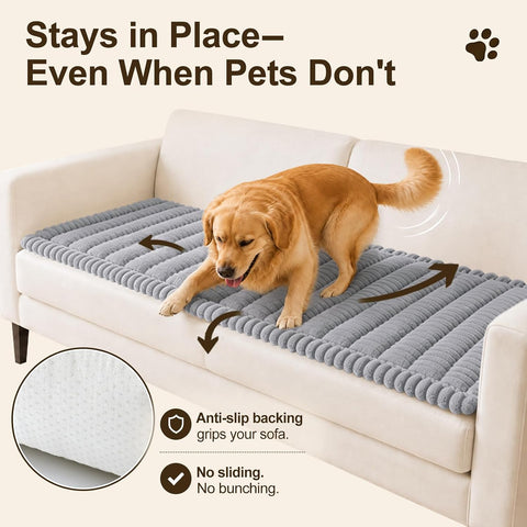 decorUhome Couch Cover for Dogs, Non Slip Fuzzy Thick Pet Sofa Protector