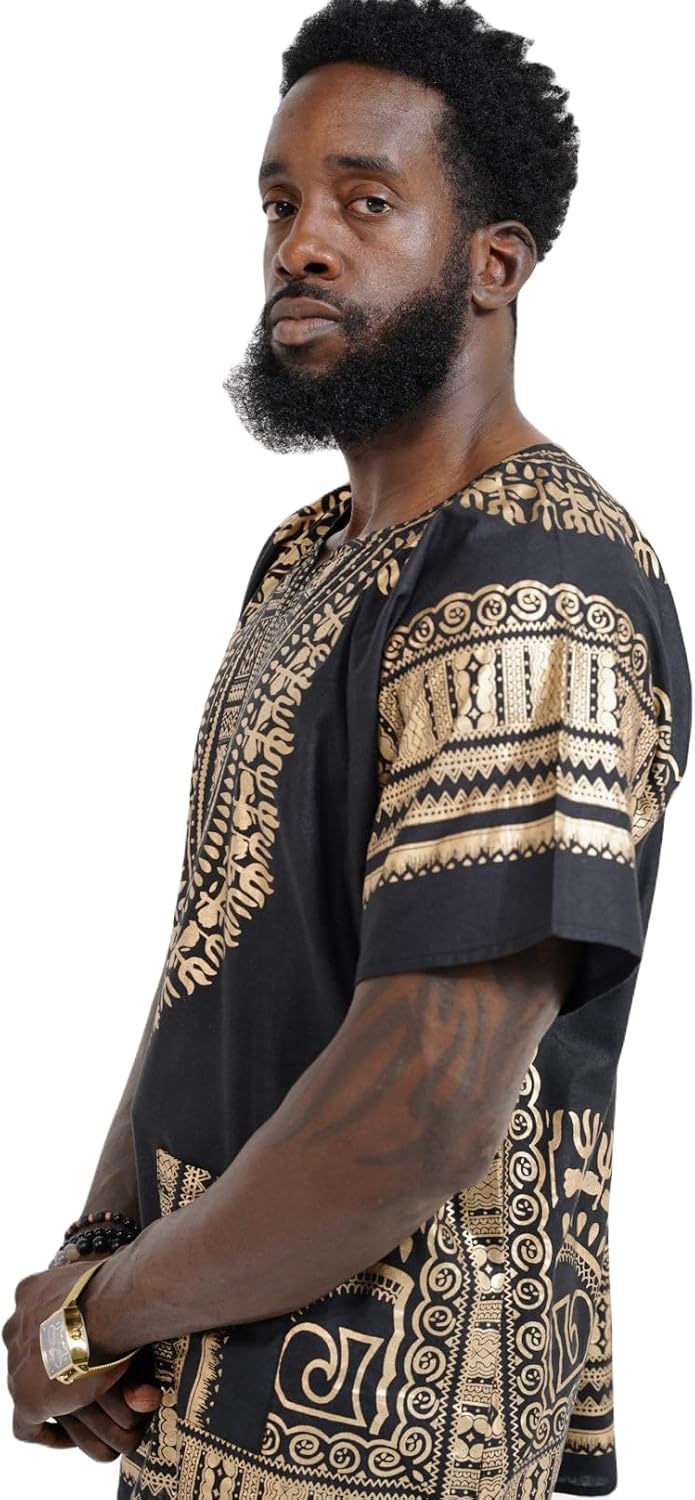 Dupsie's African Print Unisex Dashiki Shirt African Attire for Men Women Black History month, Festivals, Church, Cruises