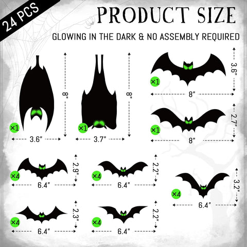 Halloween Garage Door Decorations Magnetic Bats with Glowing Eyes
