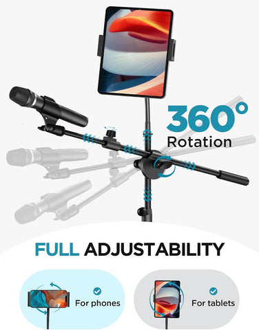 InnoGear Mic Stand Floor Tablet Phone Holder Tripod Microphone Boom Arm