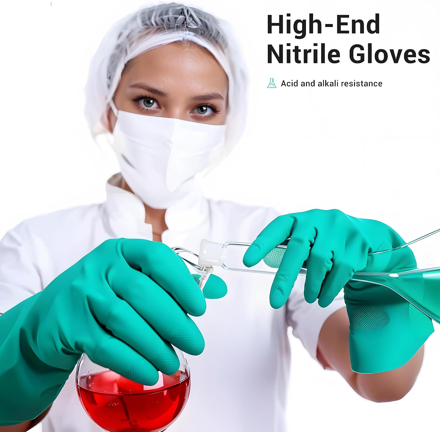 ThxToms Chemical Resistant Nitrile Gloves, Latex Rubber Free, 1 Pair, M