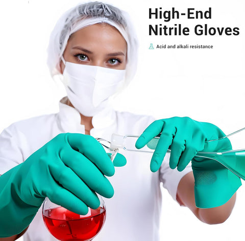 ThxToms Chemical Resistant Nitrile Gloves, Latex Rubber Free, 1 Pair, M