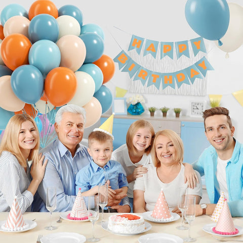 12inch Blue and Orange Balloons with Blue Orange White and Nude Balloons