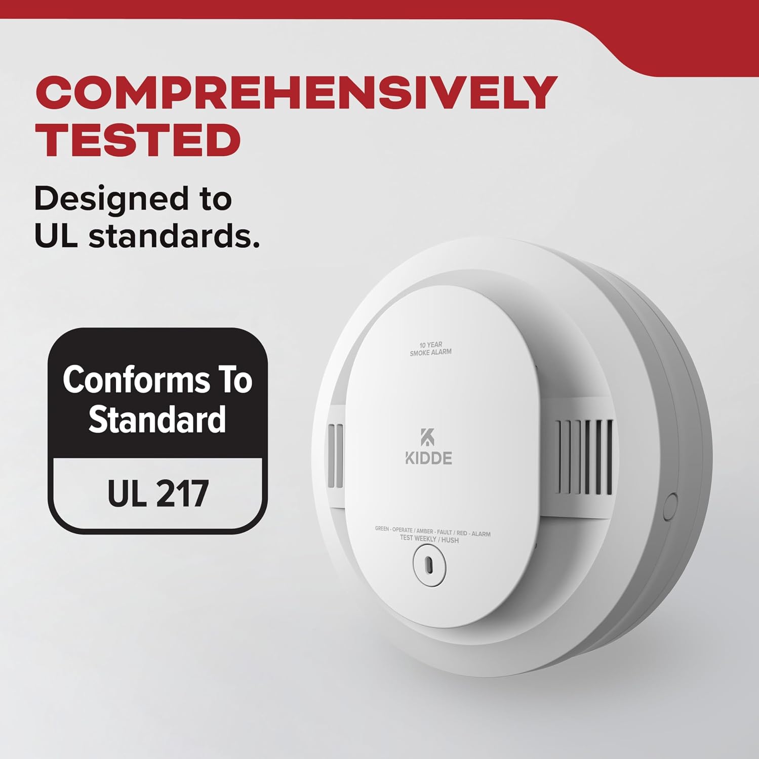 Kidde Smoke Detector, 10-Year Battery Powered, LED Status Lights, 85 dB Alarm, 20SD10, 1 Pack