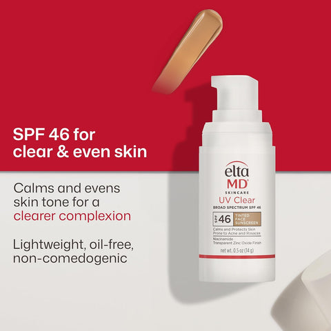 EltaMD UV Clear Face Sunscreen with Zinc Oxide, Oil-Free, SPF 46 and SPF 50