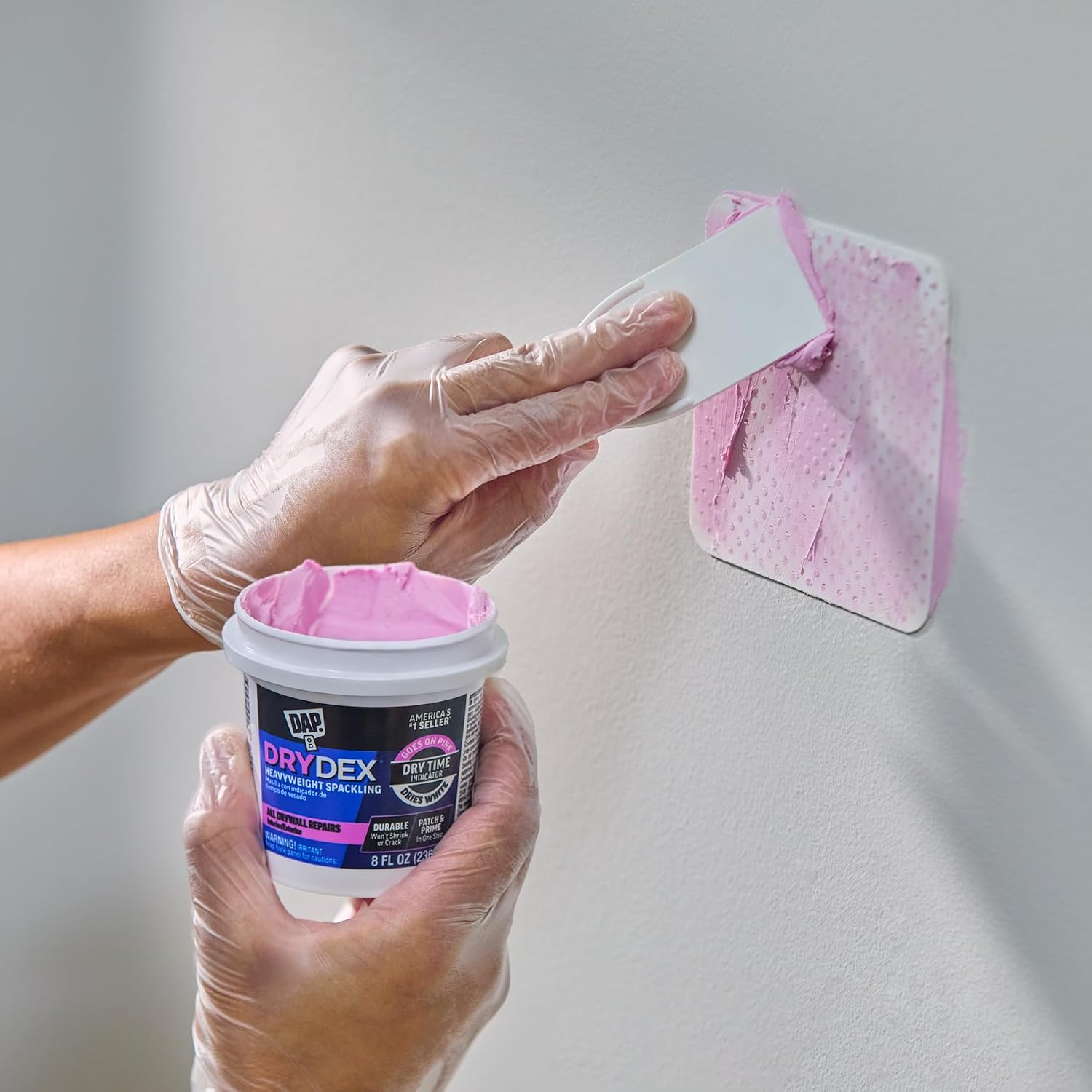 DAP DryDex Spackling Wall Repair Patch Kit, with Pink/White Dry Time Indicator, 8 Oz (7079812345)
