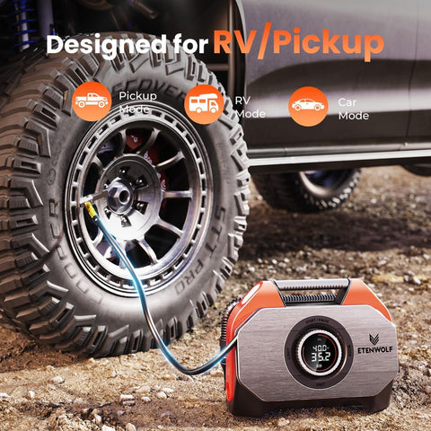 ETENWOLF VORTEX S6 Tire Inflator Portable Air Compressor, Cordless Air Pump