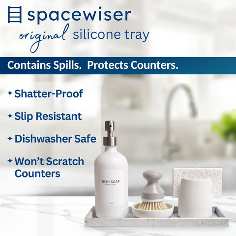 Spacewiser Silicone Countertop & Vanity Tray – 11.7” Bathroom Counter Tray