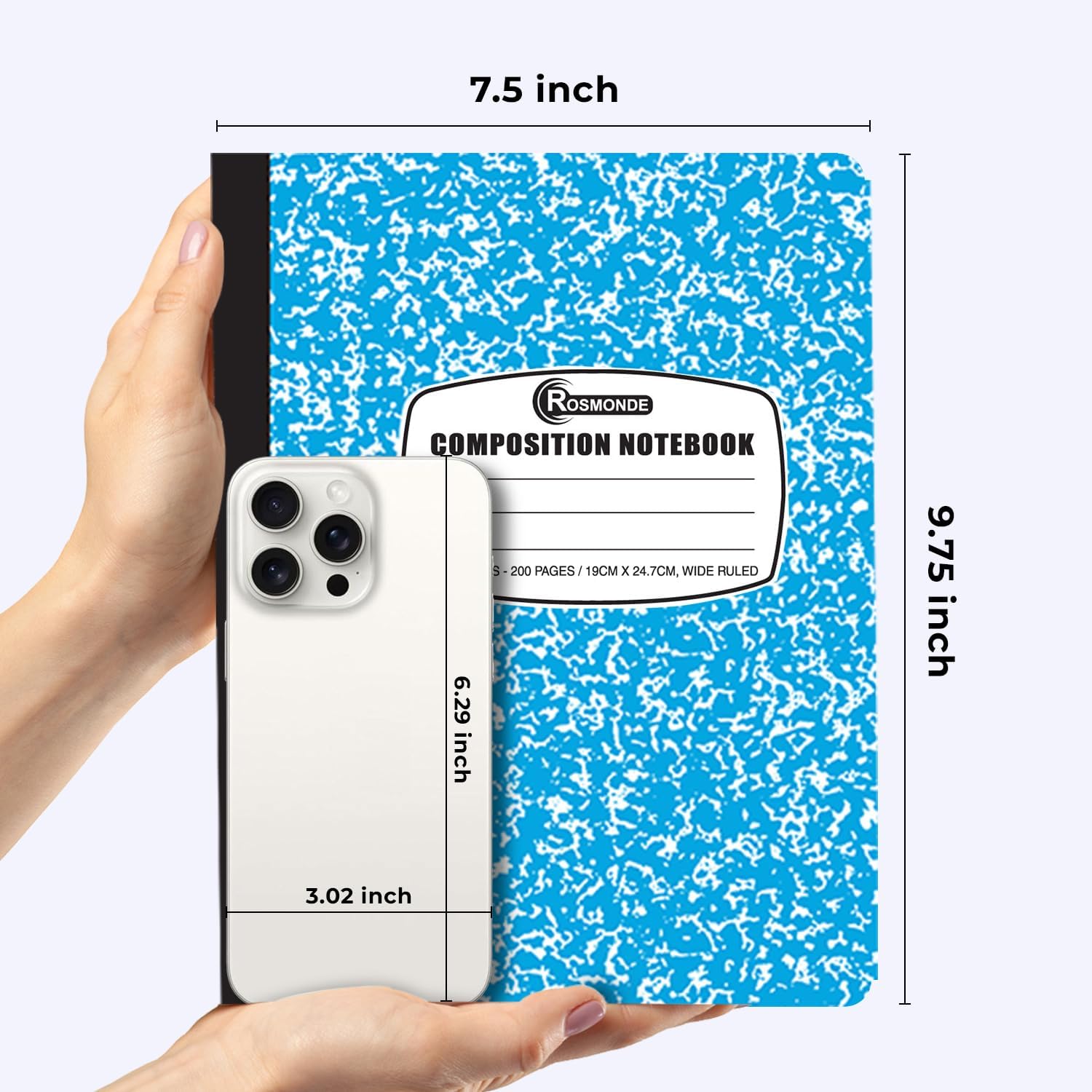 Rosmonde 12 Pack Bulk Composition Notebook Wide Ruled, Assorted Colors