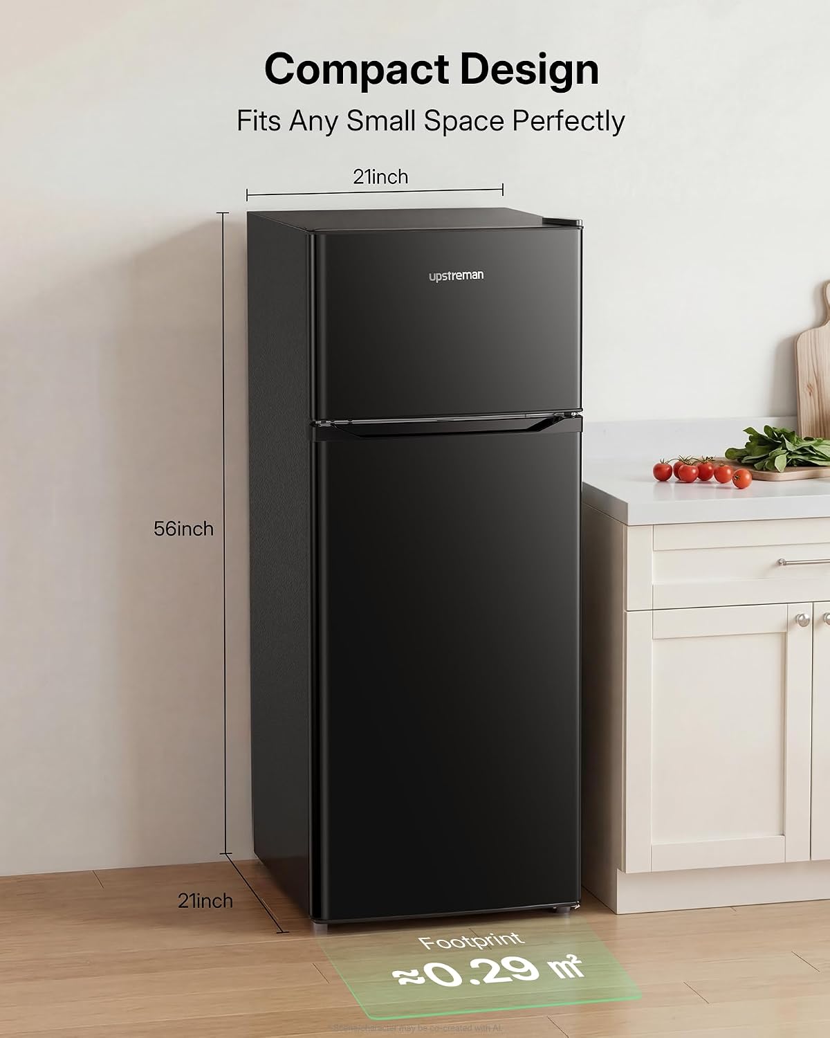 Upstreman 7.7 Cu.Ft. Refrigerator with Freezer Double Door Fridge