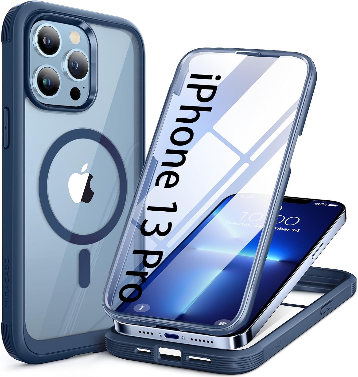 miracase for iPhone 13 Pro Case 6.1",Built-in Screen Protector,Dark Blue