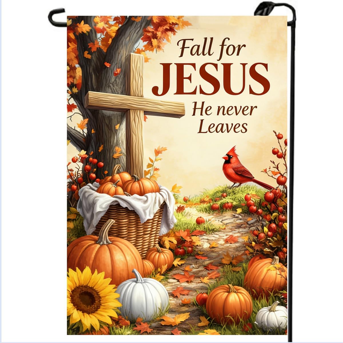 Welcome Fall Pumpkin Cardinal Garden Flags 12x18 Double Sided for Outside