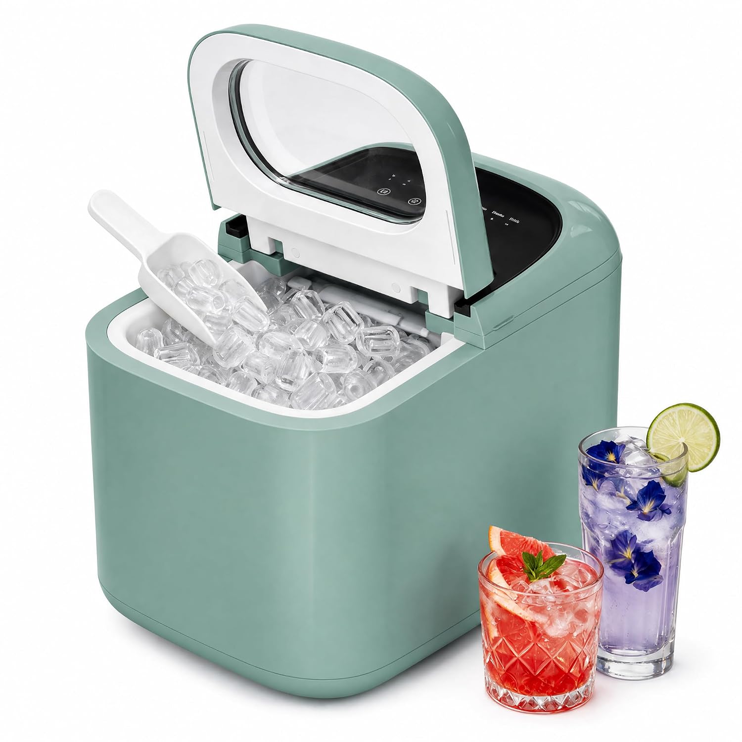 Ice Maker Countertop, Ice Maker with Soft Chewable Bullet-Shaped ice