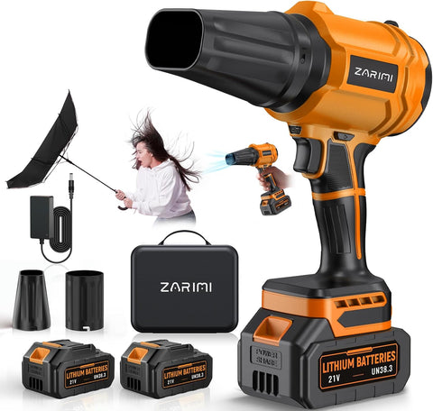 YUQUESEN Cordless Leaf Blower, 980,000 RPM Handheld Leaf Blower with 2 Batteries & Charger, Lightweight Leaf Blowers for Patio, Lawn, Leaves, Dust - Deep Orange