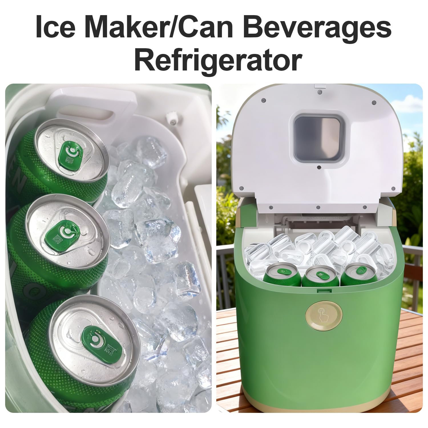 GSEICE Countertop Ice Maker Machine, 9 Ice Cubes Ready in 5 Mins, 12V Ice Maker in Car, 30lbs in 24Hrs, 4 Sizes Ice Support, Portable Ice Maker with Basket and Scoop, for Car/Home/Kitchen/Camping/RV