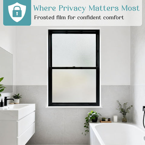 Haton Frosted Window Privacy Film with Tools, Static Cling for Glass, Pure