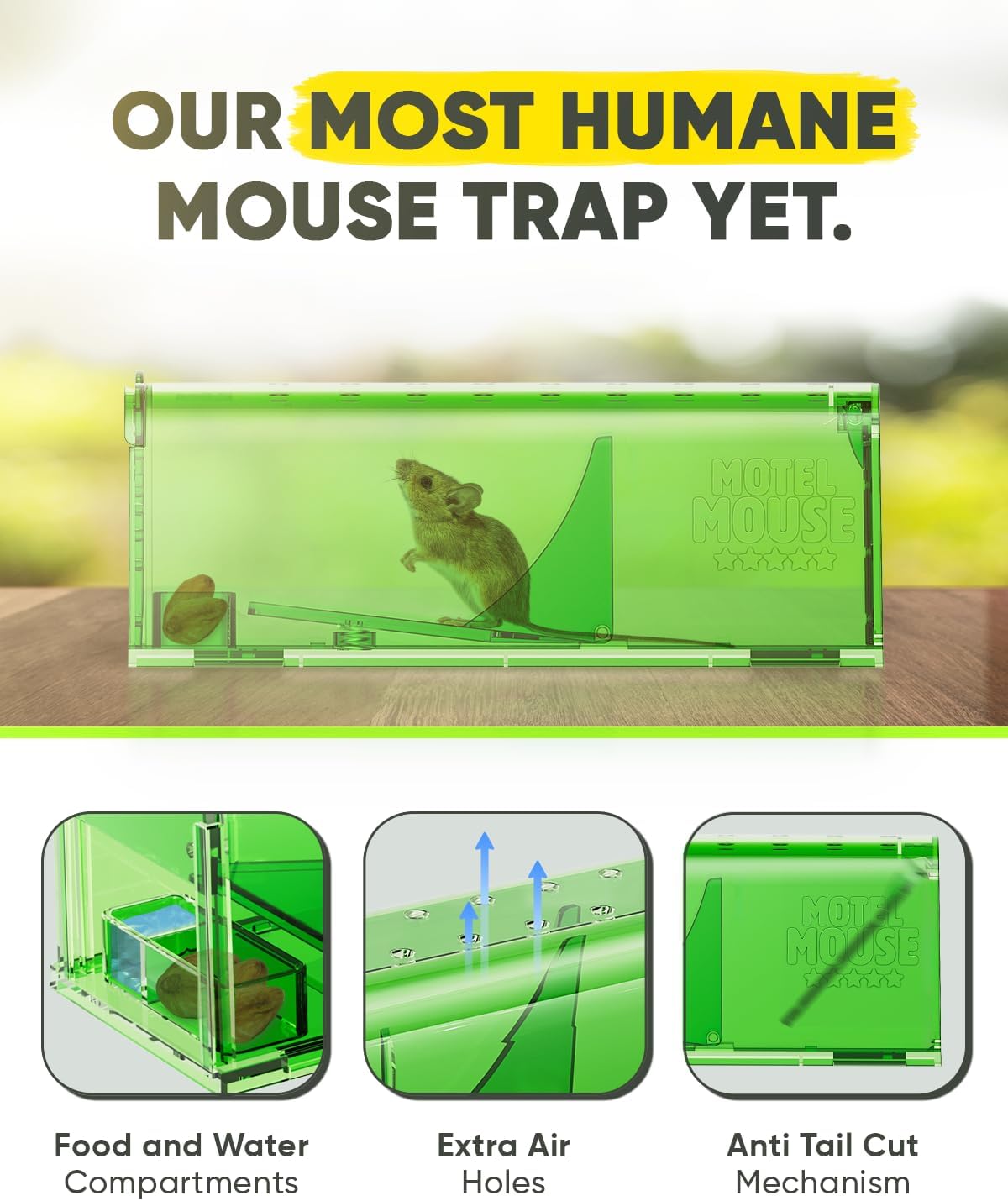 Motel Mouse Humane No Kill Mouse Traps Live Catch & Release - 4 Pack