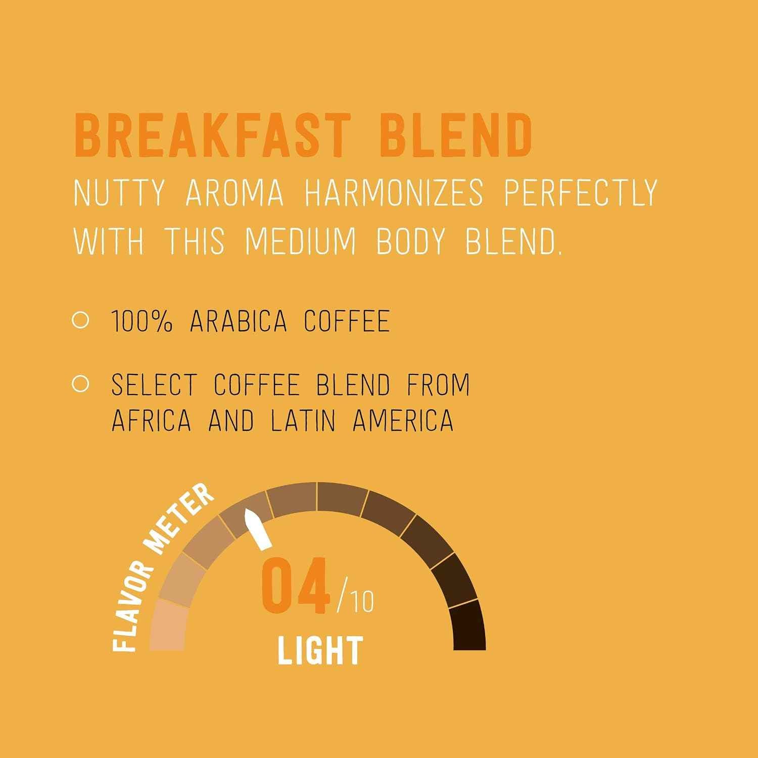 Amazon Brand - Happy Belly Light Roast Coffee Pods, Breakfast Blend, Compatible with Keurig 2.0 K-Cup Brewers, 100 Count