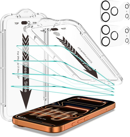 EZ-GLAZ-4+2 Pack for iPhone 17 Pro Screen Protector (6.3") HD Clear