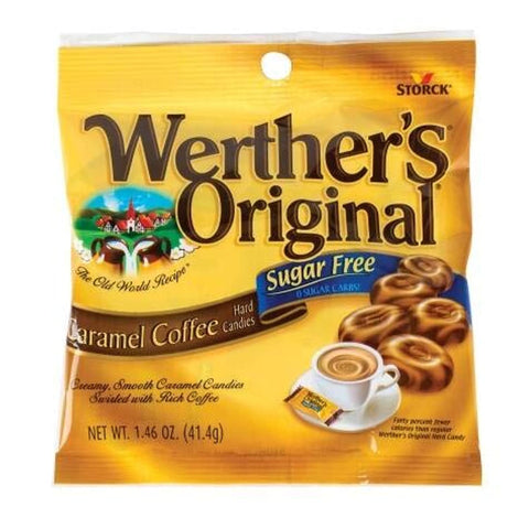 Werther's Original Sugar-Free Caramel Coffee Hard Candy - Individually Wrapped Hard Candies for Halloween, Parties, or Snacks - 1.46 oz Bag (Pack of 1)