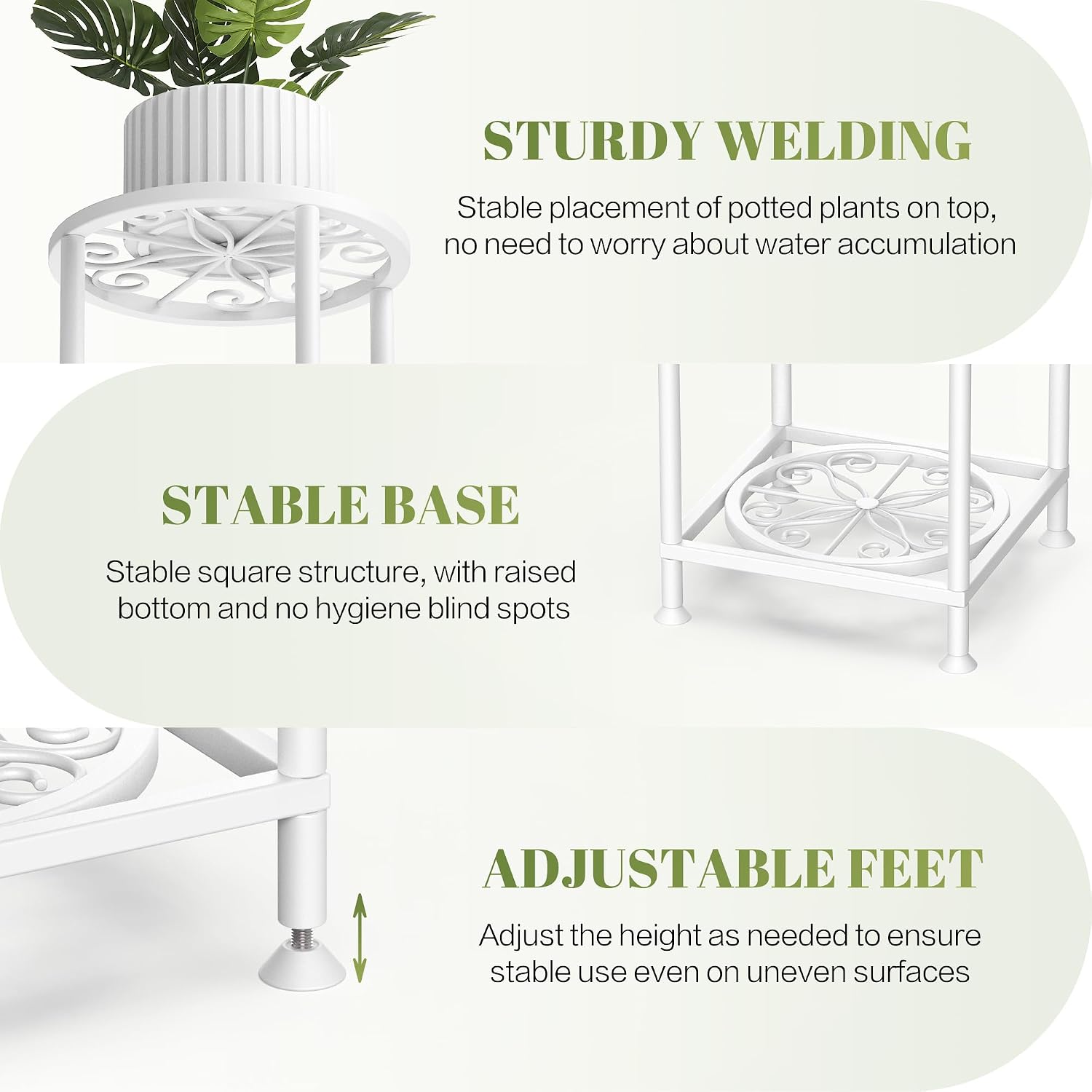 4 Tier Plant Stand Indoor Outdoor, Metal Shelf Holder Corner White