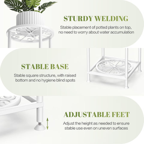4 Tier Plant Stand Indoor Outdoor, Metal Shelf Holder Corner White