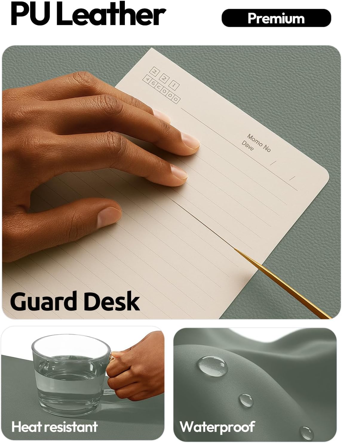 YSAGi Leather Desk Pad Protector, Office Desk Mat, Large Mouse Pad, Non-Slip PU Leather Desk Blotter, Laptop Desk Pad, Waterproof Desk Writing Pad for Home (23.6" x 13.8", Dark Green)