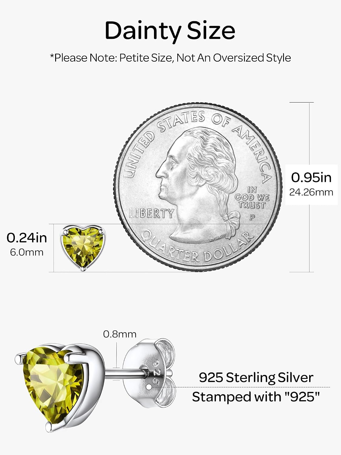 ChicSilver 925 Sterling Silver Earrings Sparkling Heart/Round/Princess Cut Birthstone Earrings for Women Birthday Jewelry with Gift Box
