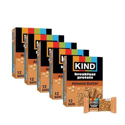 KIND Breakfast Protein Bars, Almond Butter, Gluten Free, Low Sodium, Healthy Snacks, 8g Protein, 30 Count (30 Packs of 2 Bars) | Perfect for busy mornings: a gluten-free healthy snack with whole grain oats for on-the-go energy. Includes 30, 2-bar packs.