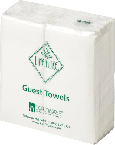Hoffmaster 856499 Linen-Like Disposable Guest Towel, 1/6 Fold, Unfolded size 12" Width x 17" Length, Folded size 4.5" X 8.5" , White (5 Packs of 100)