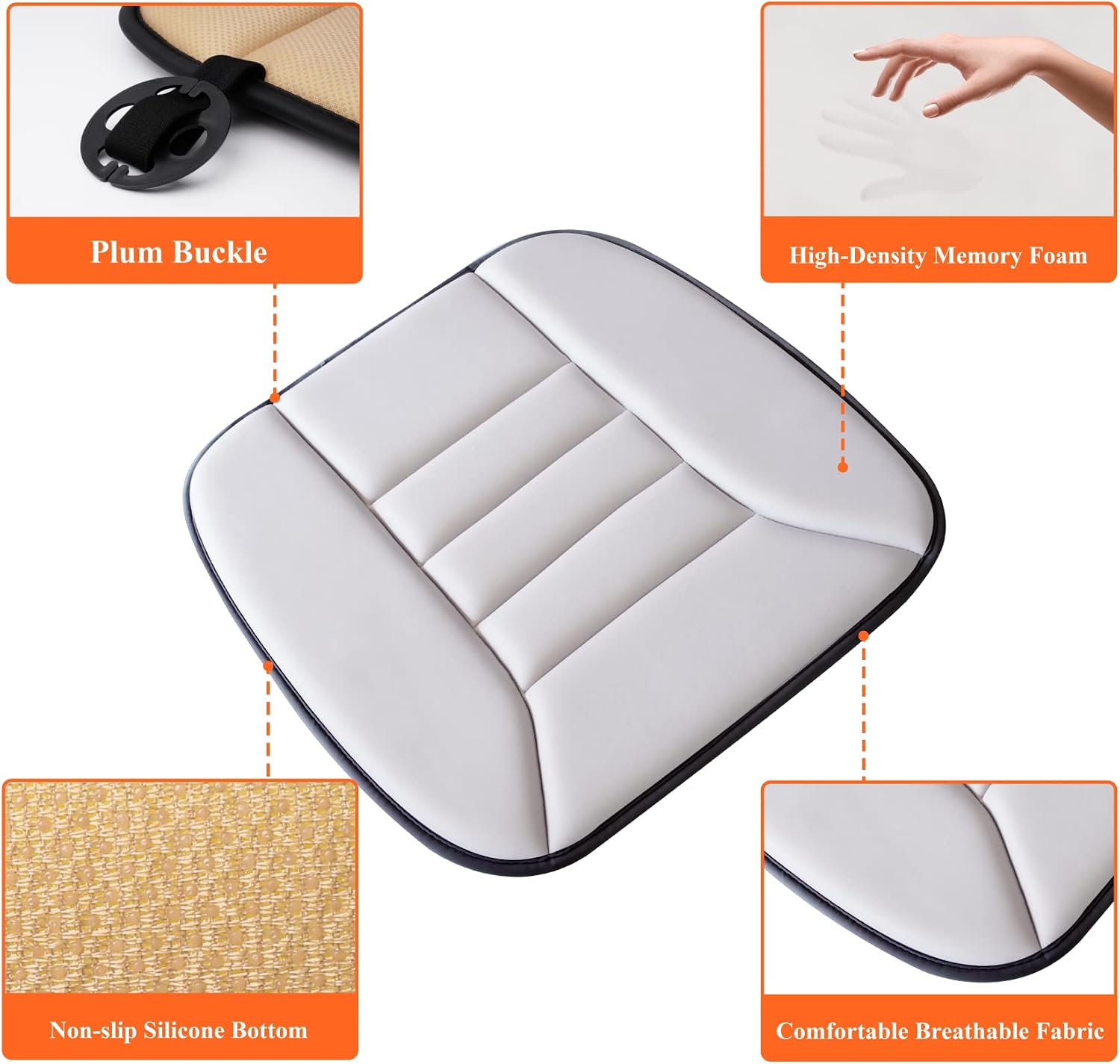 kingphenix Memory Foam Car Seat Cushion for Driver and Office Chair Comfort