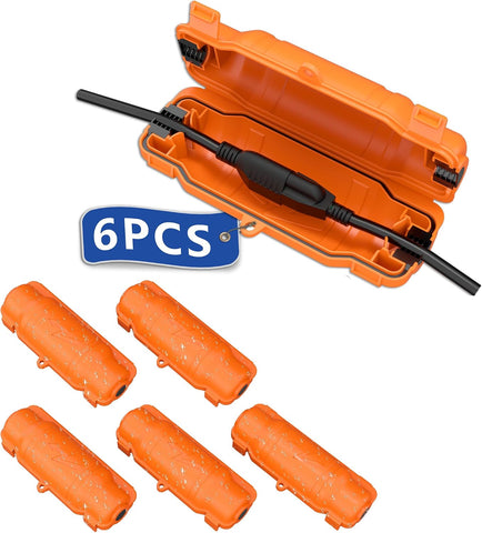 6 Pack Outdoor Extension Cord Safety Cover, Waterproof, Orange