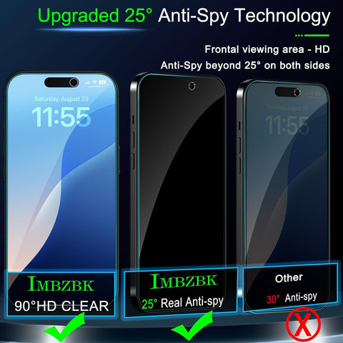 IMBZBK 3Pack Privacy Screen Protector for iPhone 17 Pro Max, Tempered Glass