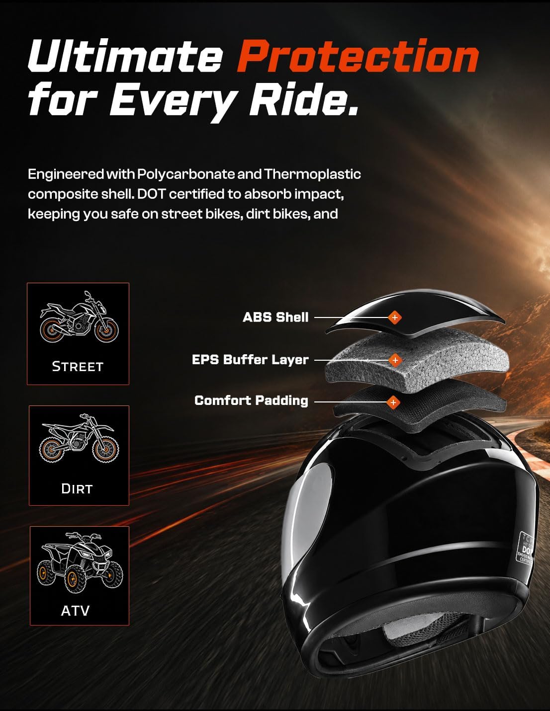 TCMT Full Face Motorcycle Helmet for Adults Men Women