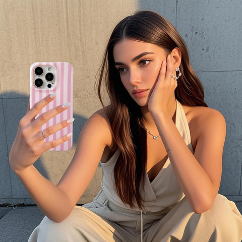 ZTOFERA Cute Vertical Striped Case for iPhone 13 Pro,Pink