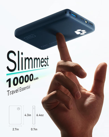 INIU 10000mAh 45W Fast Charging Portable Charger, Smaller Travel Power Bank