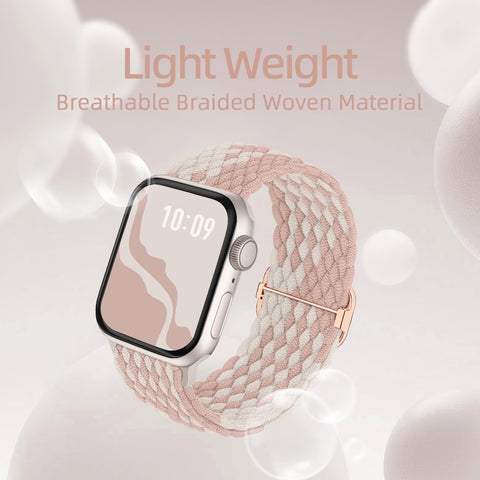 Braided Stretchy Solo Loop Compatible for Apple Watch Band 38mm 40mm 41mm 42mm 44mm 45mm 46mm 49mm for Women Men, Nylon Elastic Straps Wristbands for iWatch Series 10 9 8 7 6 SE 5 4 3 2 Ultra Ultra 2