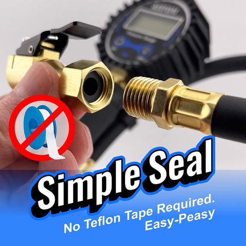 Chuck Mates Premium 1/4" NPT Quick-Connect Tire Chuck, Closed-Flow (1 Pack)