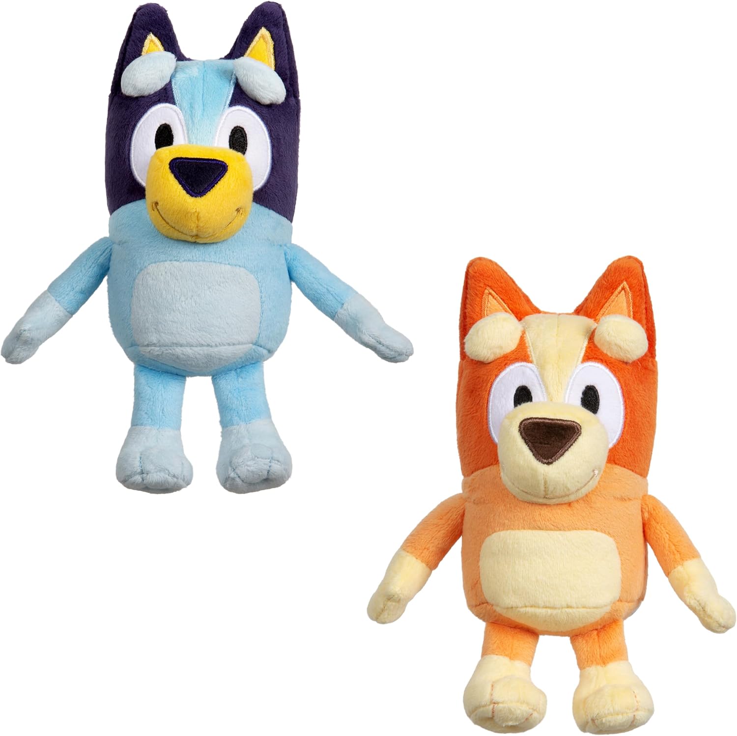 Bingo & Bluey Plush Toys 2-Pack, Soft Deluxe Fabric, Embroidered