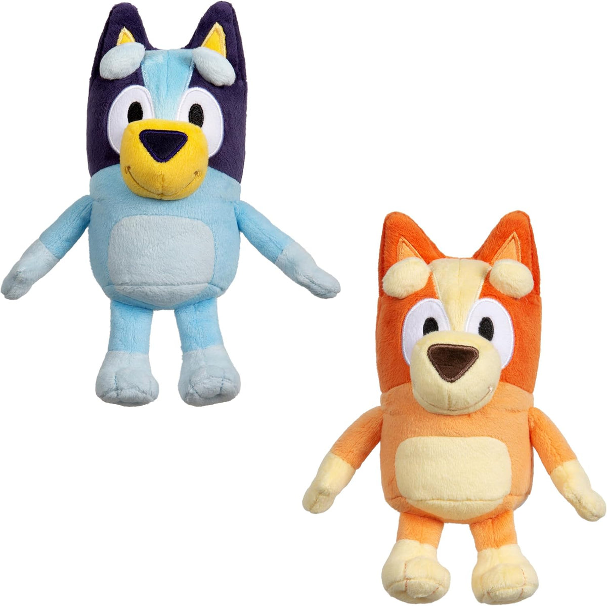 Bingo & Bluey Plush Toys 2-Pack, Soft Deluxe Fabric, Embroidered