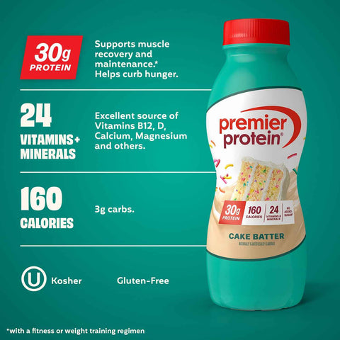 Premier Protein 30g High Protein Shake, Cake Batter, 12 Pack