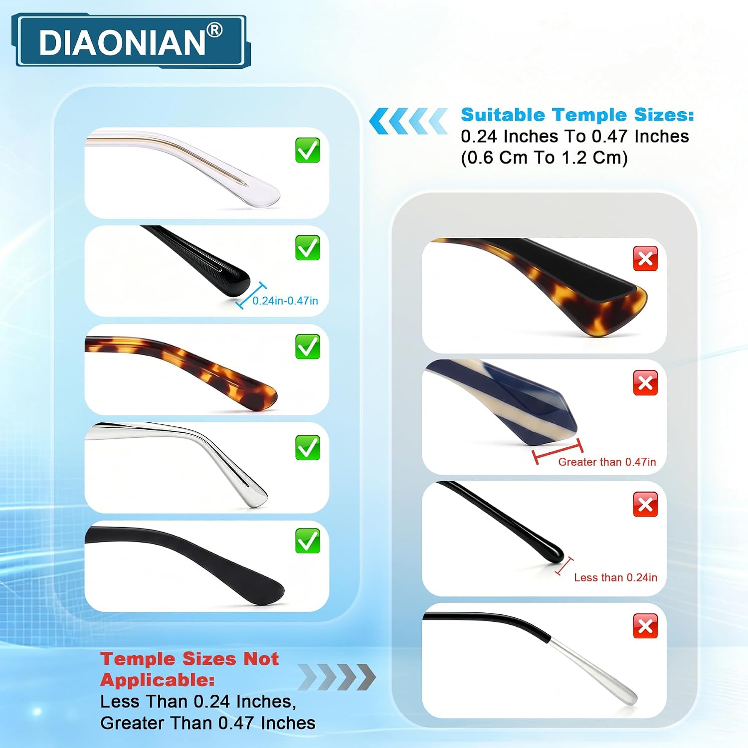 Eye Glasses Ear Grippers,Anti Slip Eyeglasses Ear Grips,Silicone Ear Hooks for Sunglasses,Readingglasses
