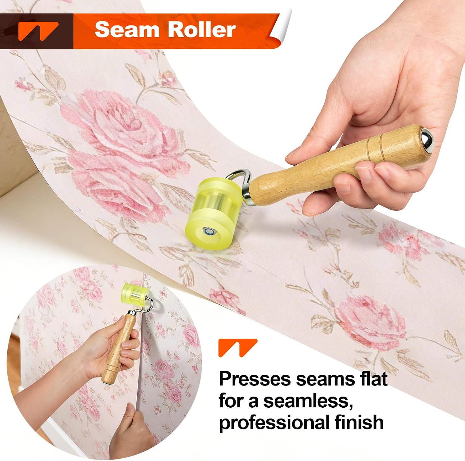 WRAPXPERT Wallpaper Tools, Smoothing Tool Kit for Peel and Stick Wallpaper/Contact Paper/Vinyl Backsplash Applying, with Squeegee Smoother, Seam Roller, Razor Scraper, Knife and Blades