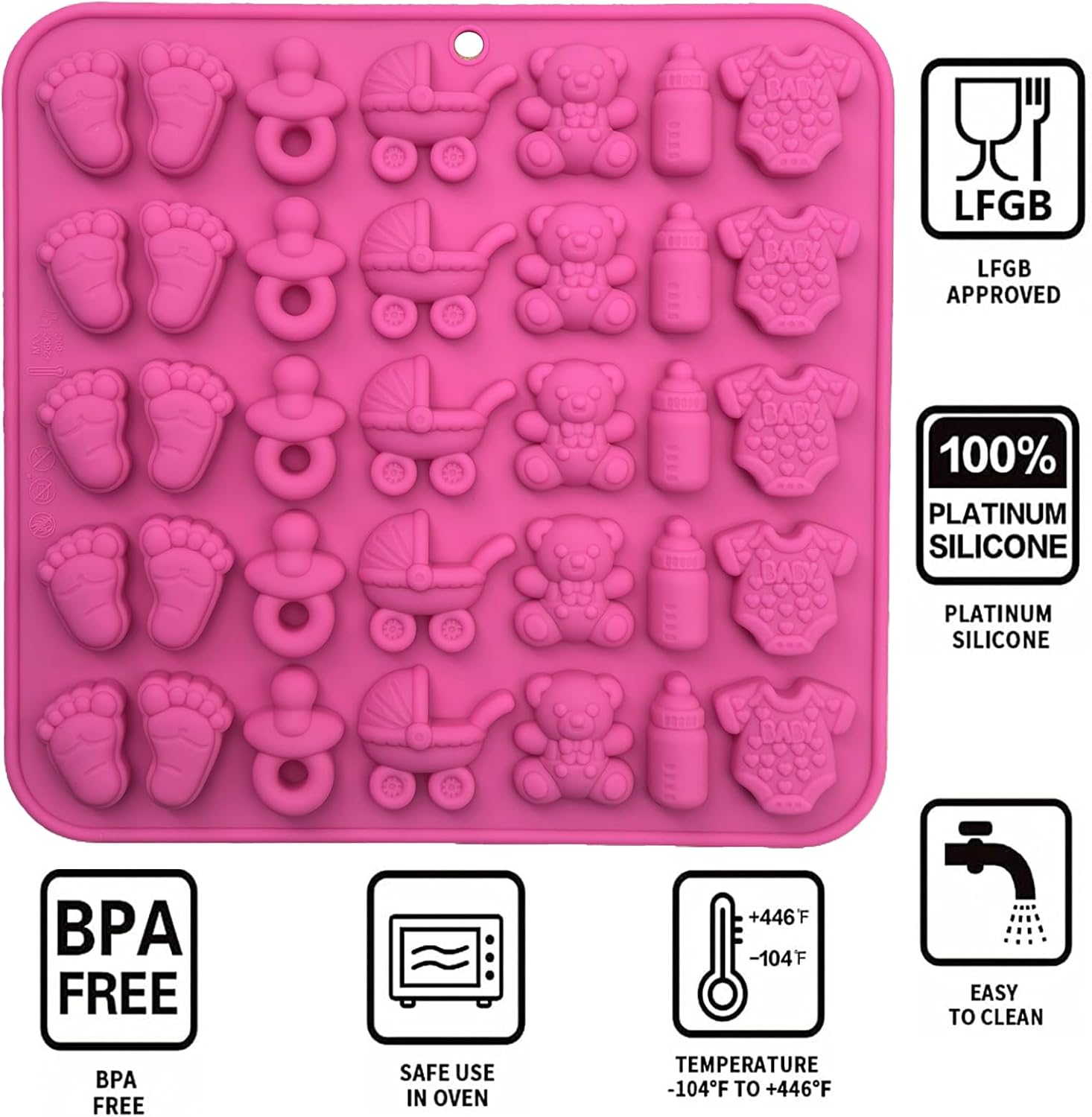 3Pcs Chocolate Mold - Onesie Pacifier Silicone Mold, Bite Size Chocolate Candy Molds for Cake Cupcake Decoration