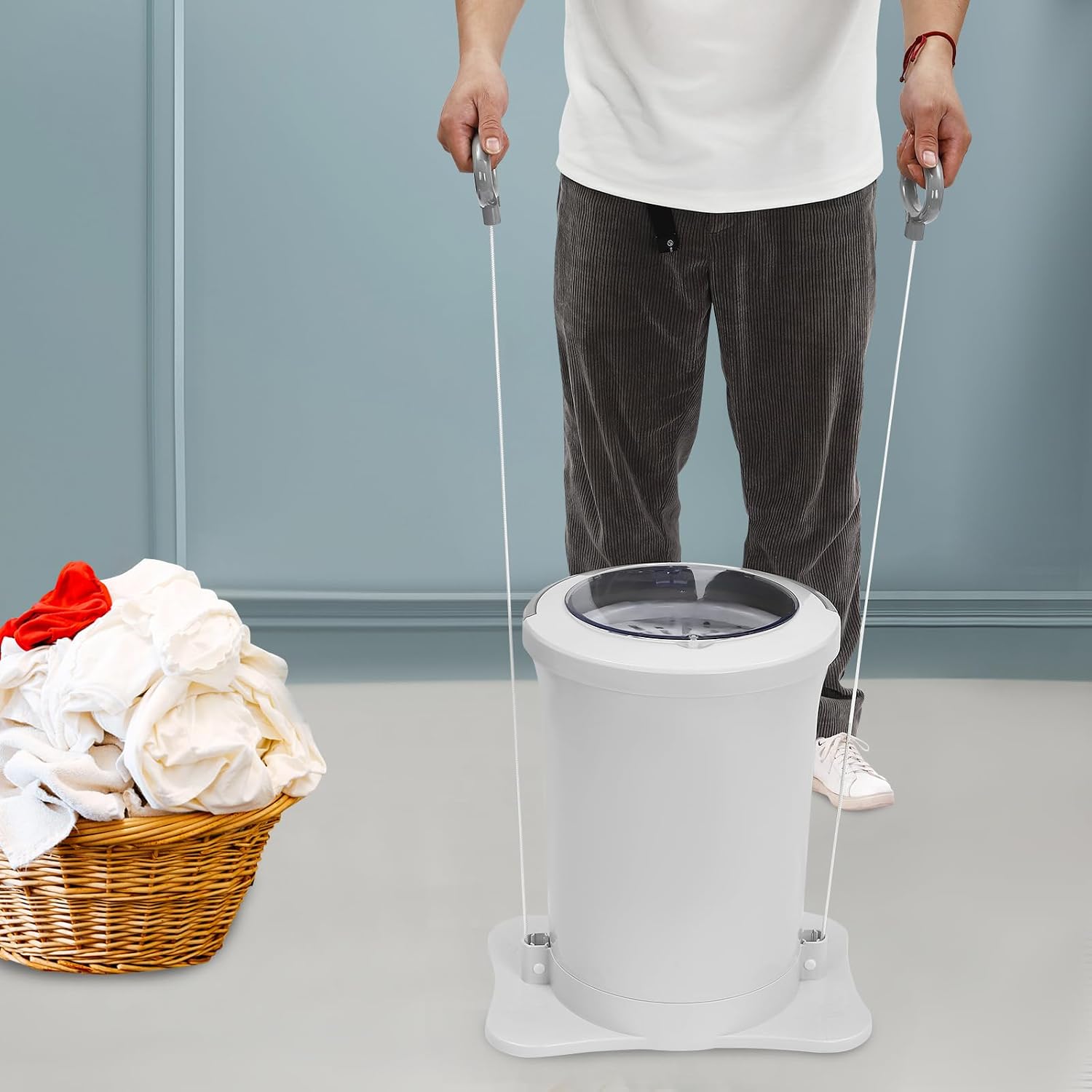 Large Capacity Hand Crank Clothes Wringer,Manual Clothes Spinner Dryer Portable Hand Powered Non Electric Laundry Spin Wringer For Camping, Apartments, Dorms, Travel (white)