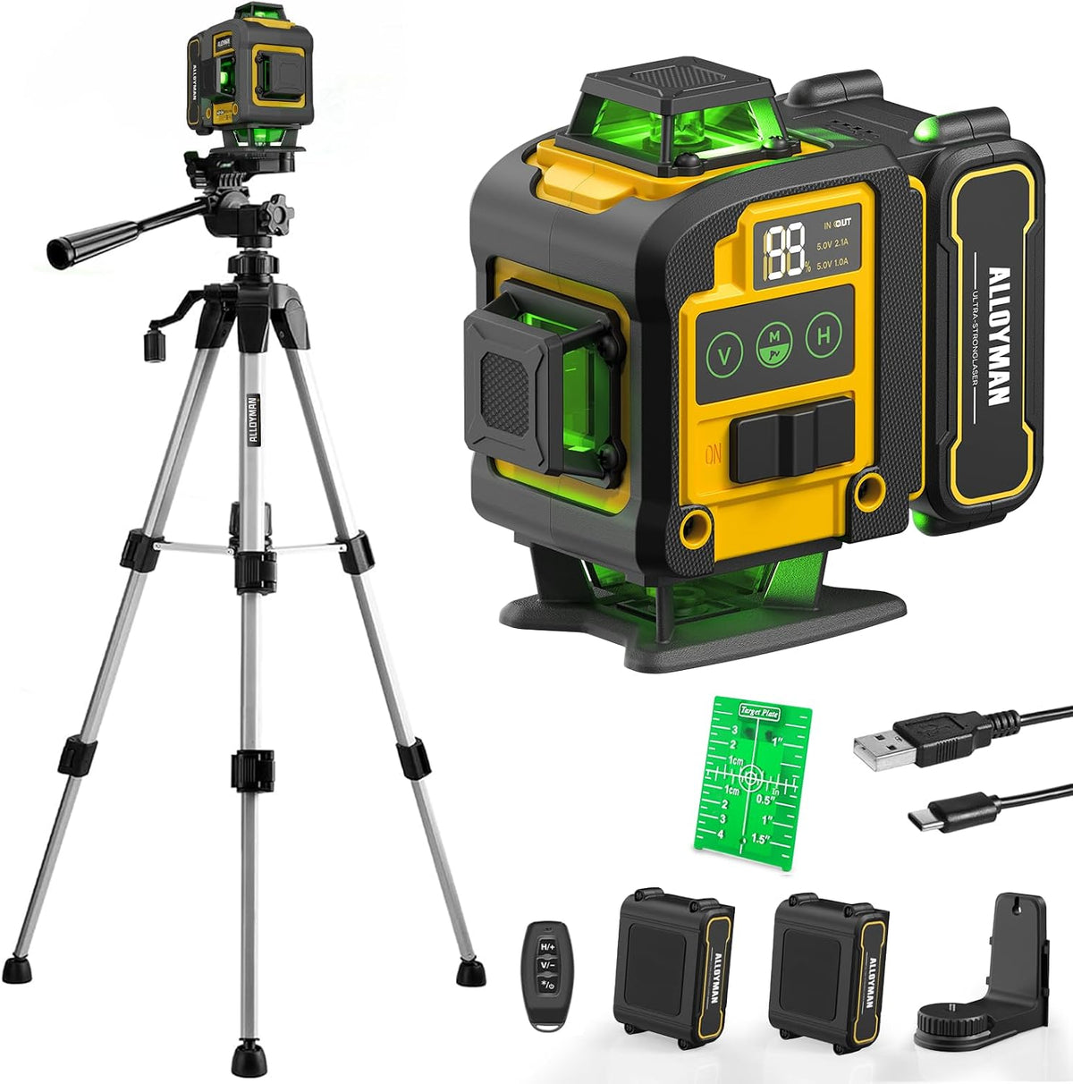 Alloyman Laser Level with Tripod, Laser Level 4× 360° Self Leveling
