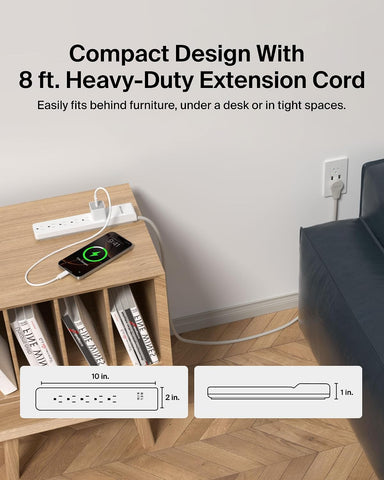 Belkin Surge Protector Power Strip 6 AC 8ft Cord Flat Plug 720 Joules
