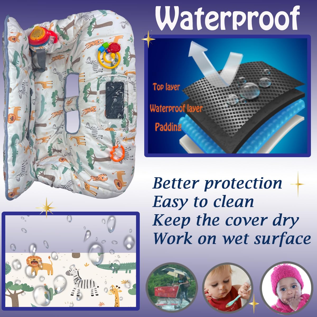 Shopping Cart Cover for Baby, Waterproof Grocery Cart & High Chair Cover